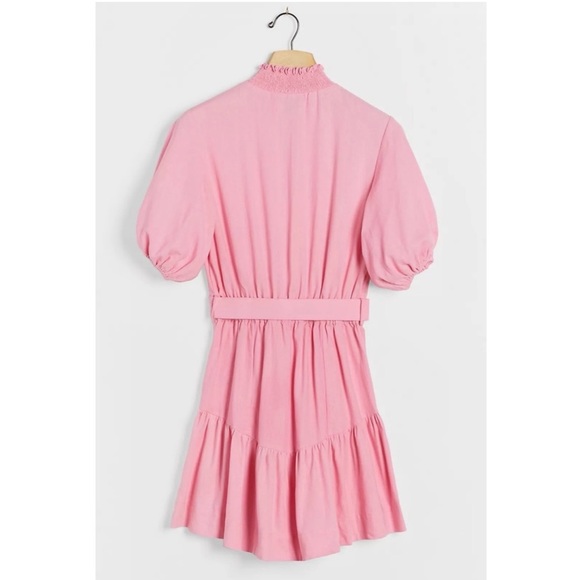 Anthropologie S/W/F Violetta Linen Belted Mini Pink Shirtdress Dress - Picture 4 of 12